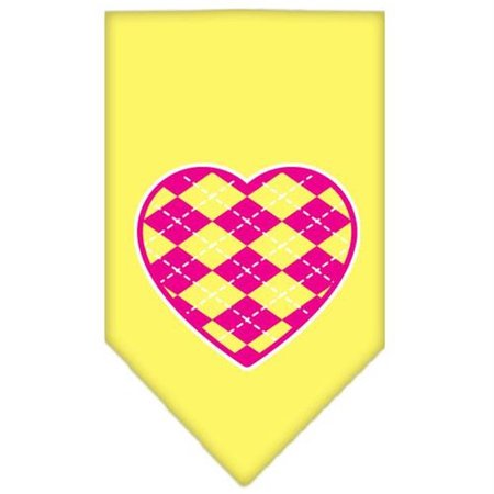 UNCONDITIONAL LOVE Argyle Heart Pink Screen Print Bandana Yellow Small UN847741